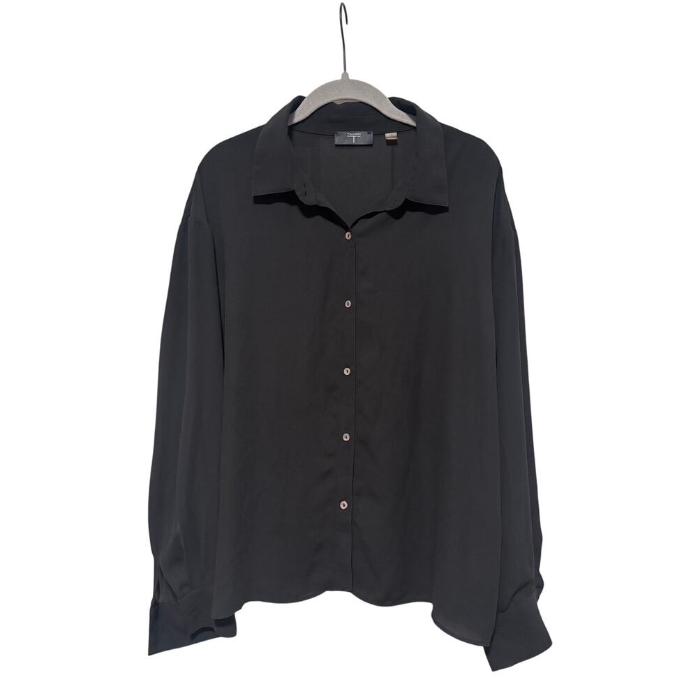 Tahari Black Button Down Shirt Large Women's - Picture 2 of 8
